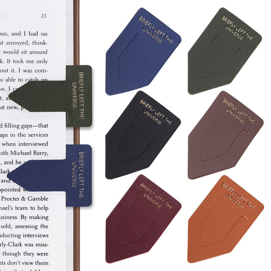 Leather Bookmark for Reading Women, BRIEFLY Left THE Universe Bookmarks, Index Book Marks for Book Lovers, 6 Pcs Light Color Set