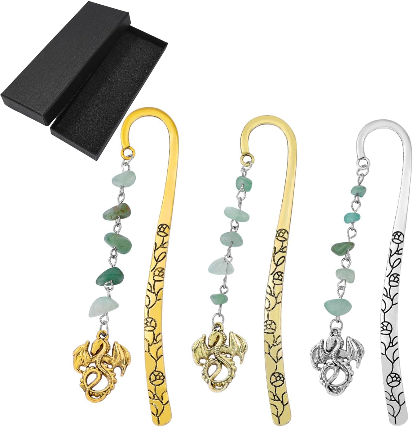 Vintage Sun Bookmarks Metal Hook Bookmark Book Lover Book Accessories for Men and Women Book Lovers Essential Students School Supplies (Dragon Bookmark 3PCS)