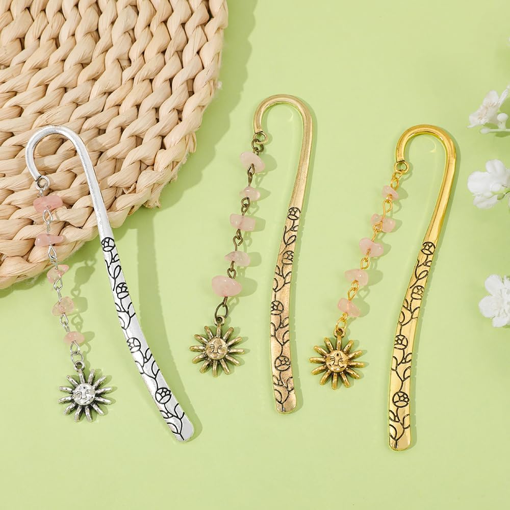Vintage Sun Bookmarks Metal Hook Bookmark Book Lover Book Accessories for Men and Women Book Lovers Essential Students School Supplies (Dragon Bookmark 3PCS)