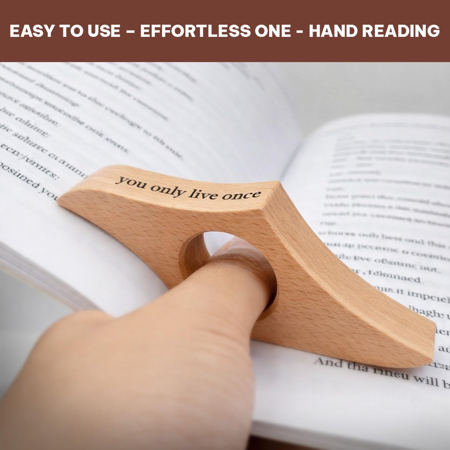 Book Page Holder, Thumb Book Page Holders, Wooden Holder for Readings, Gifts for Book Lovers Teachers Appreciation Gifts, Reading Accessories (Walnut - Just A Girl Who Loves Books)