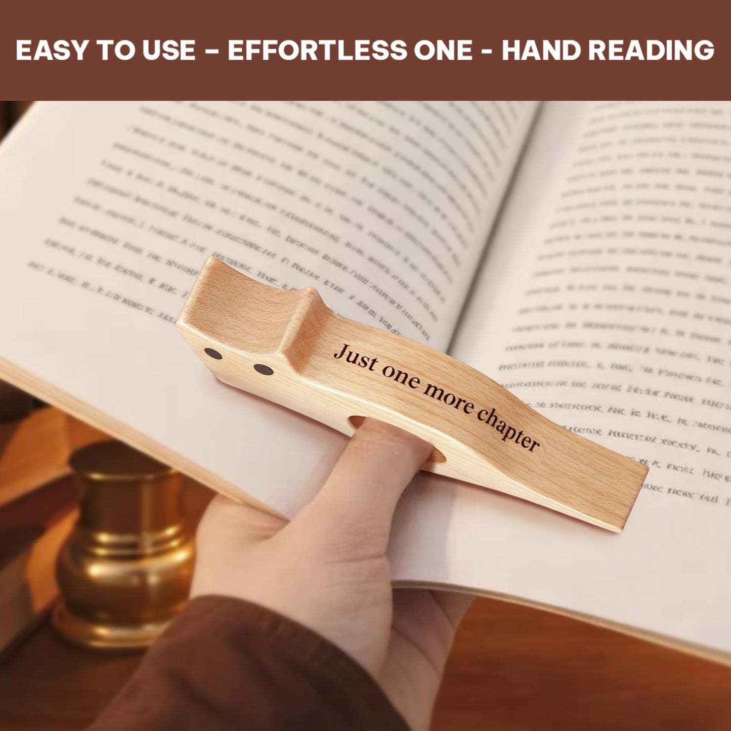 Book Page Holder, Thumb Book Page Holders, Wooden Holder for Readings, Gifts for Book Lovers Teachers Appreciation Gifts, Reading Accessories (Walnut - Just A Girl Who Loves Books)