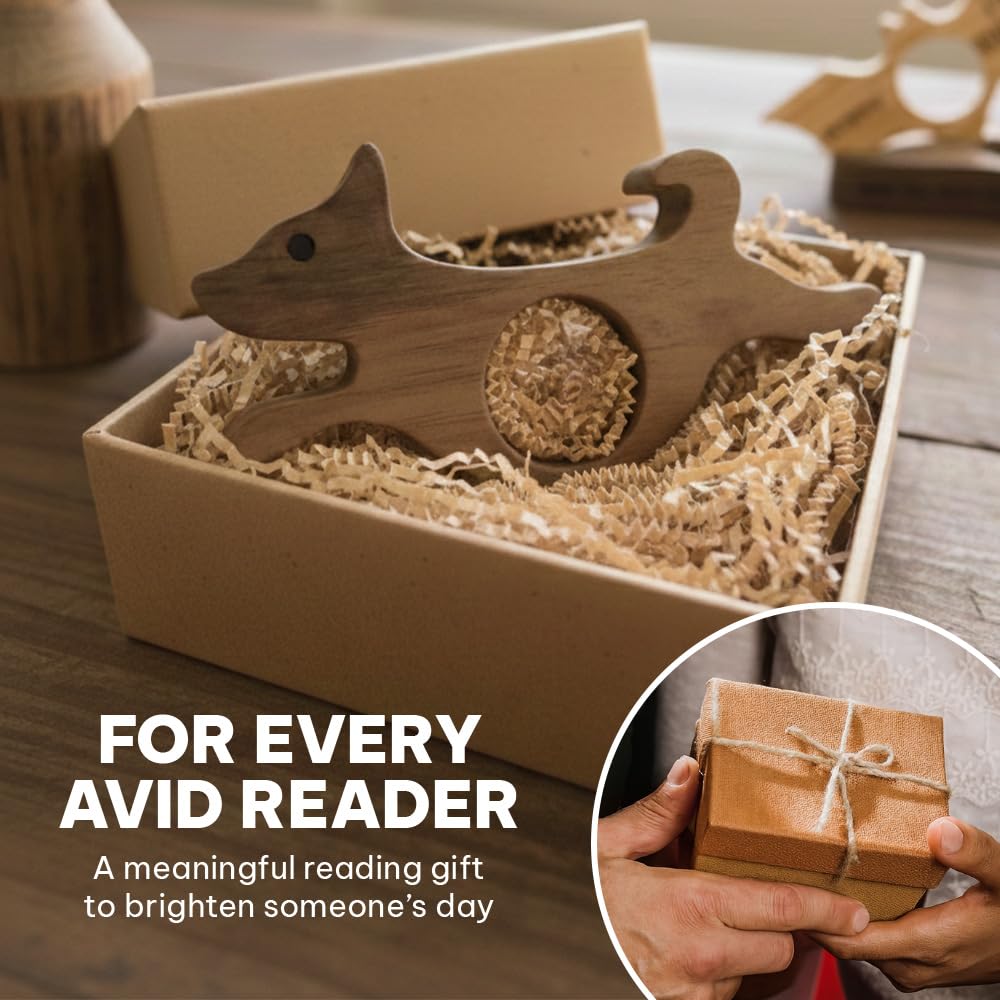 Book Page Holder, Thumb Book Page Holders, Wooden Holder for Readings, Gifts for Book Lovers Teachers Appreciation Gifts, Reading Accessories (Walnut - Just A Girl Who Loves Books)