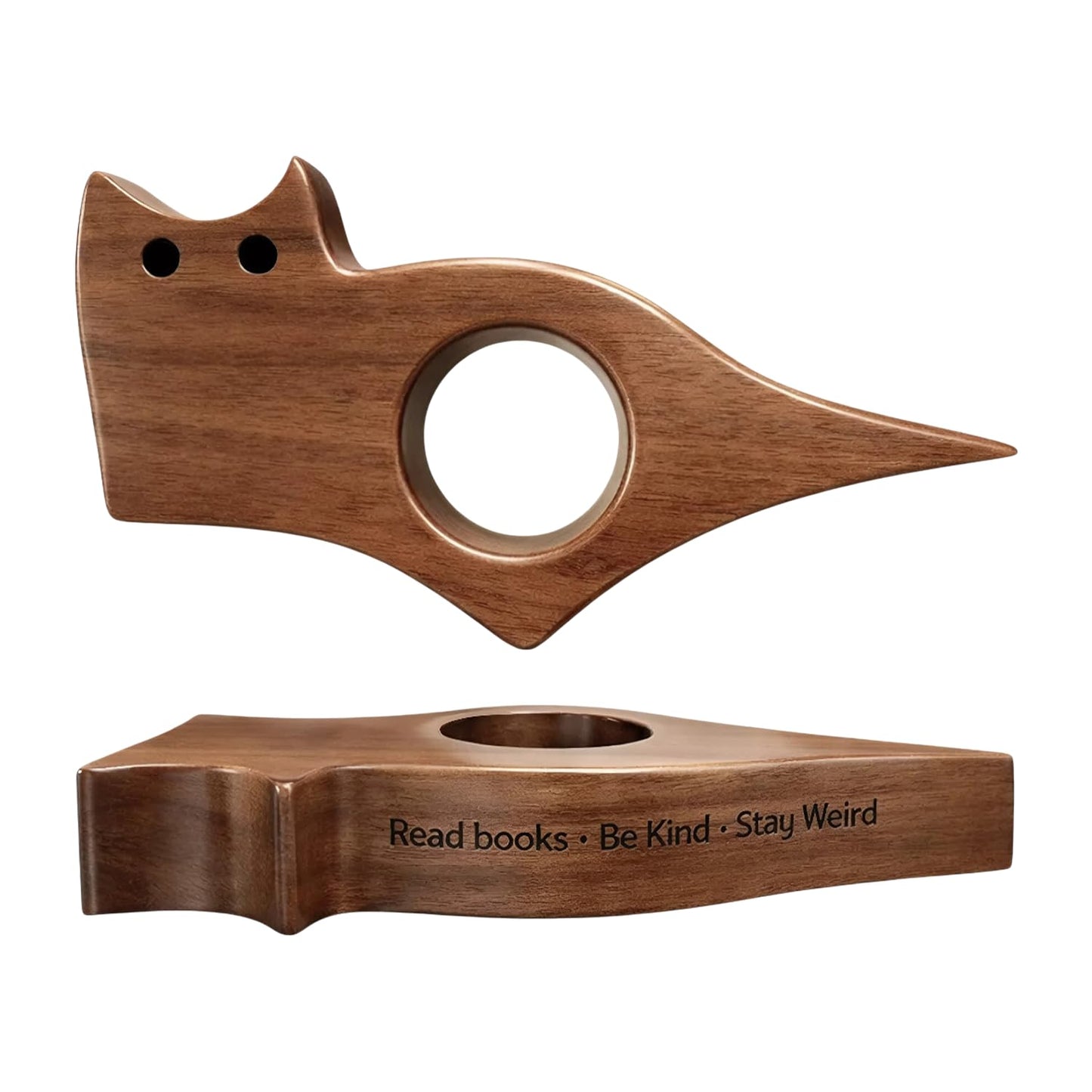 Book Page Holder, Thumb Book Page Holders, Wooden Holder for Readings, Gifts for Book Lovers Teachers Appreciation Gifts, Reading Accessories (Walnut - Just A Girl Who Loves Books)