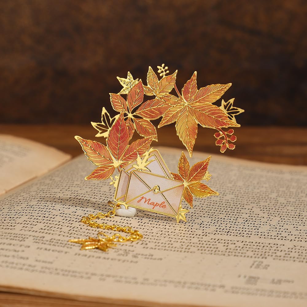 2pcs Bookmark Ginkgo Leaf Theme Elegant Natural Book Marks Set with Tassel, Cute Bookmarks for Writers, Kids, Teens, Men Readers, Reading Accessories Gifts for Book Lovers
