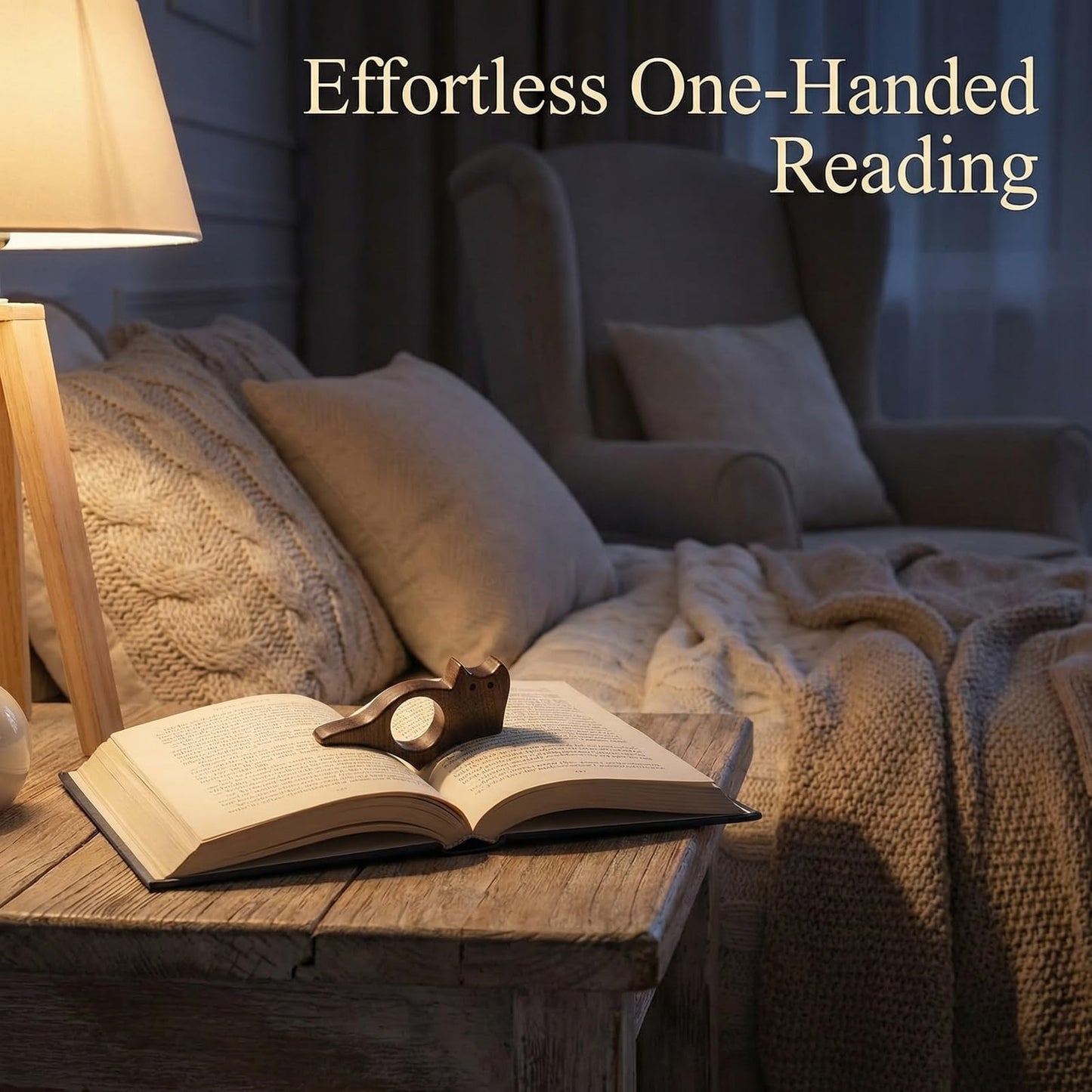 1 Pc Black Walnut Cat-Shaped Book Page Holder, Single-Hand Reading Accessory, Cute Bookmark for Book Lovers, Premium Gift for Women Readers & Cat Enthusiasts
