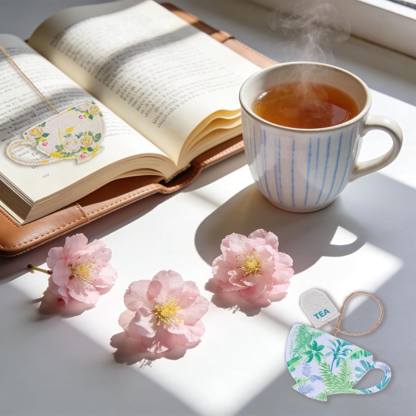 6 Pcs Tea Bag Bookmark – Unique Handmade Felt Bookmarks Gift for Book Lovers, Women, Teachers, and Mother's Day