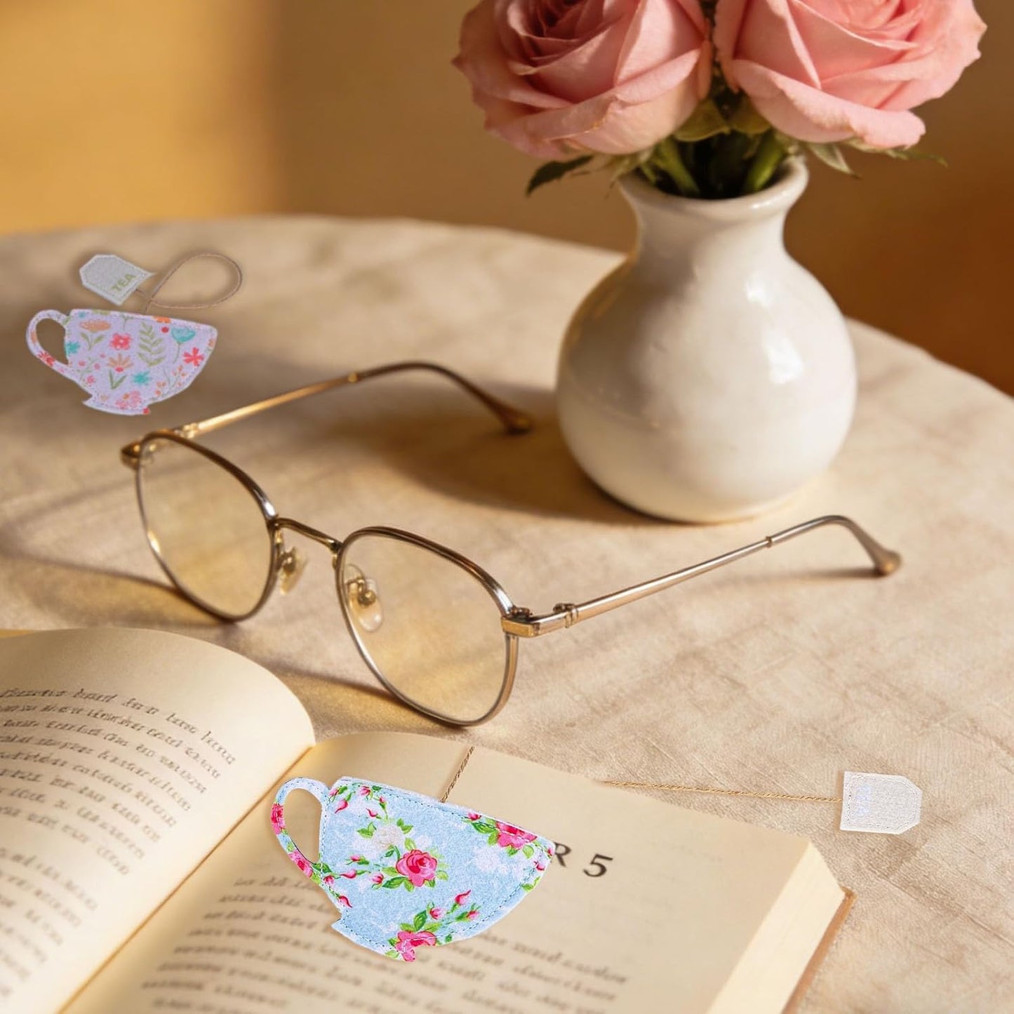 6 Pcs Tea Bag Bookmark – Unique Handmade Felt Bookmarks Gift for Book Lovers, Women, Teachers, and Mother's Day