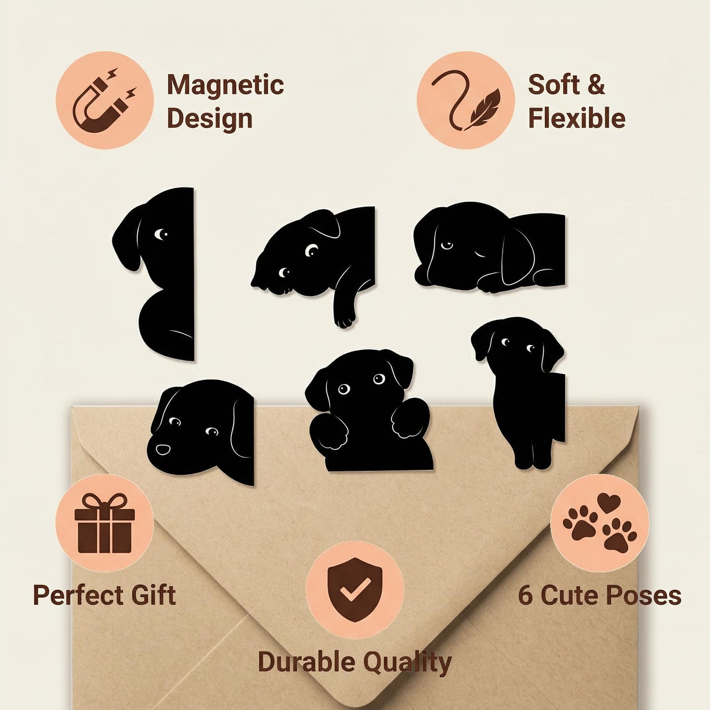 Magnetic Bookmarks for Reading Women – 6Pcs Cute Book Markers Clip Set for Dog Lovers - Dog Mom Gifts for Women - Bookish Gifts for Book Lovers - Page Markers for Reading School Office Home Supplies