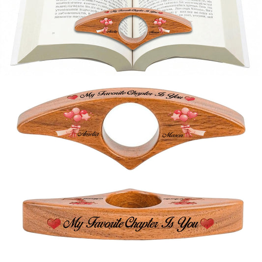 Personalized Valentines Book Page Holder, Custom Wooden Thumb Page Holder with Name, Book Accessories for Reading Lovers, Personalized Bookish Couple Gift for Her Girlfriend Wife Style 01