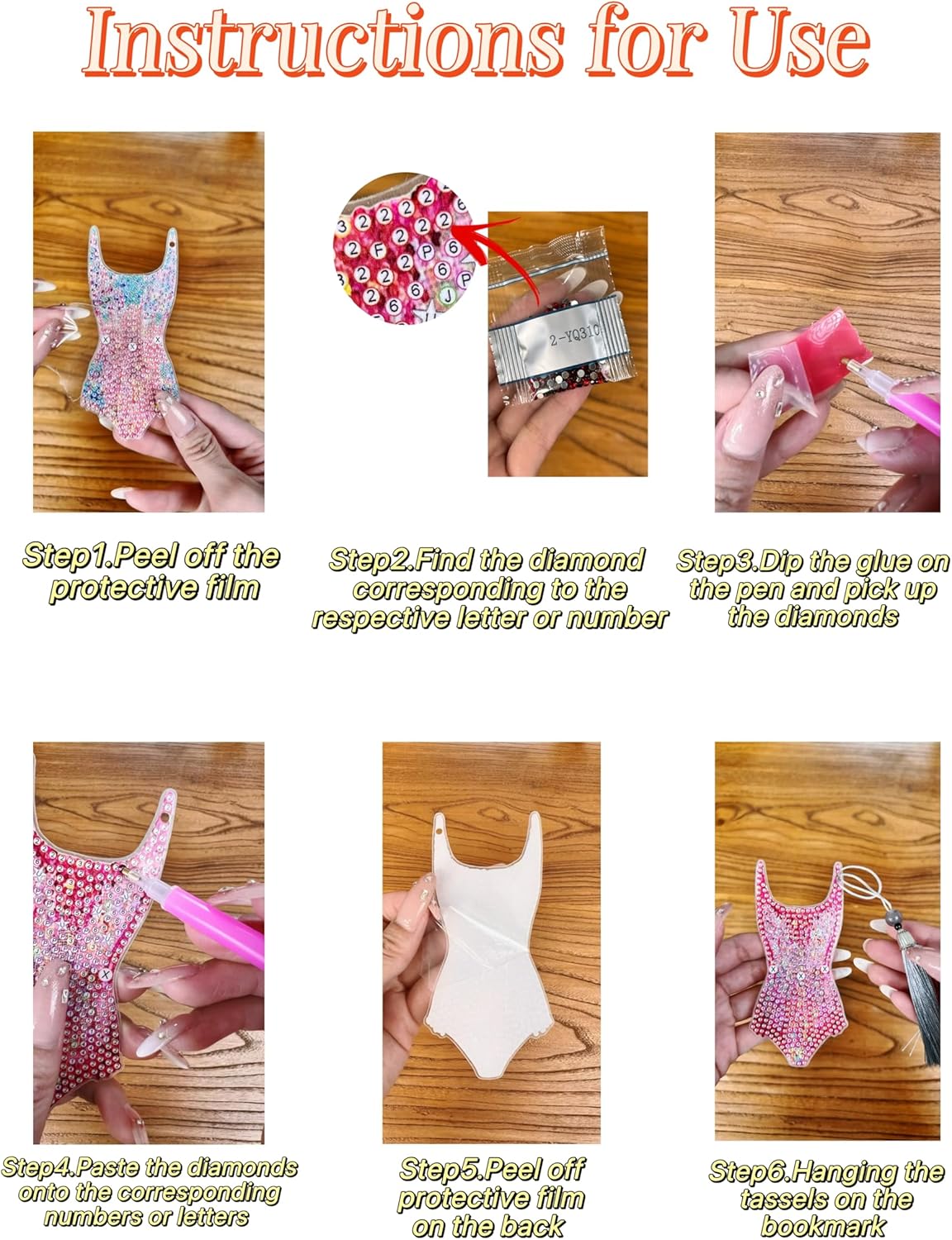 Singer Diamond Painting Bookmarks, 4 PCS Tour Concert Outfit Inspired Diamond Art Bookmark, Sparkles Bodysuit Leotard Touring Musical Gift for Fans