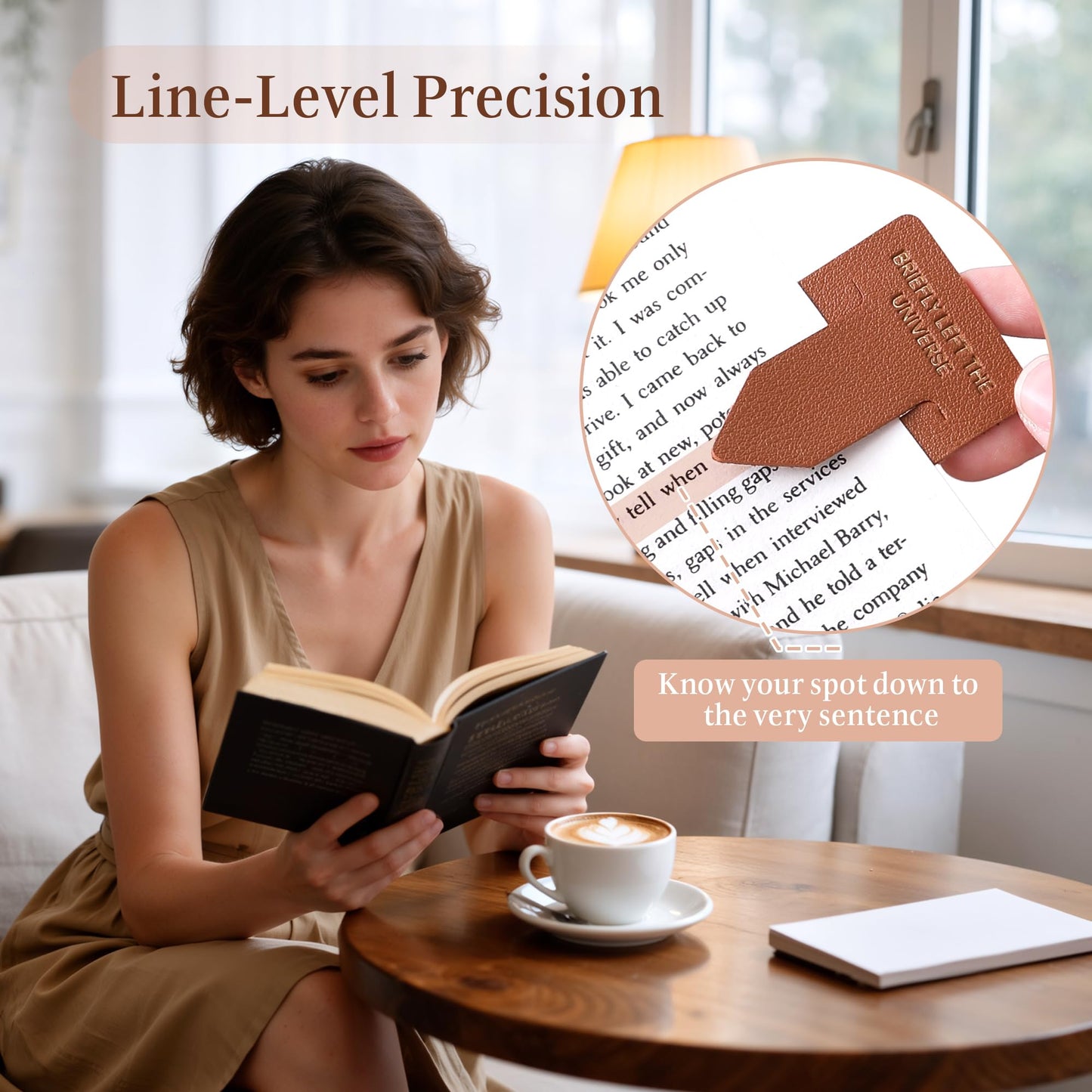 Leather Bookmark for Reading Women, BRIEFLY Left THE Universe Bookmarks, Index Book Marks for Book Lovers, 6 Pcs Light Color Set