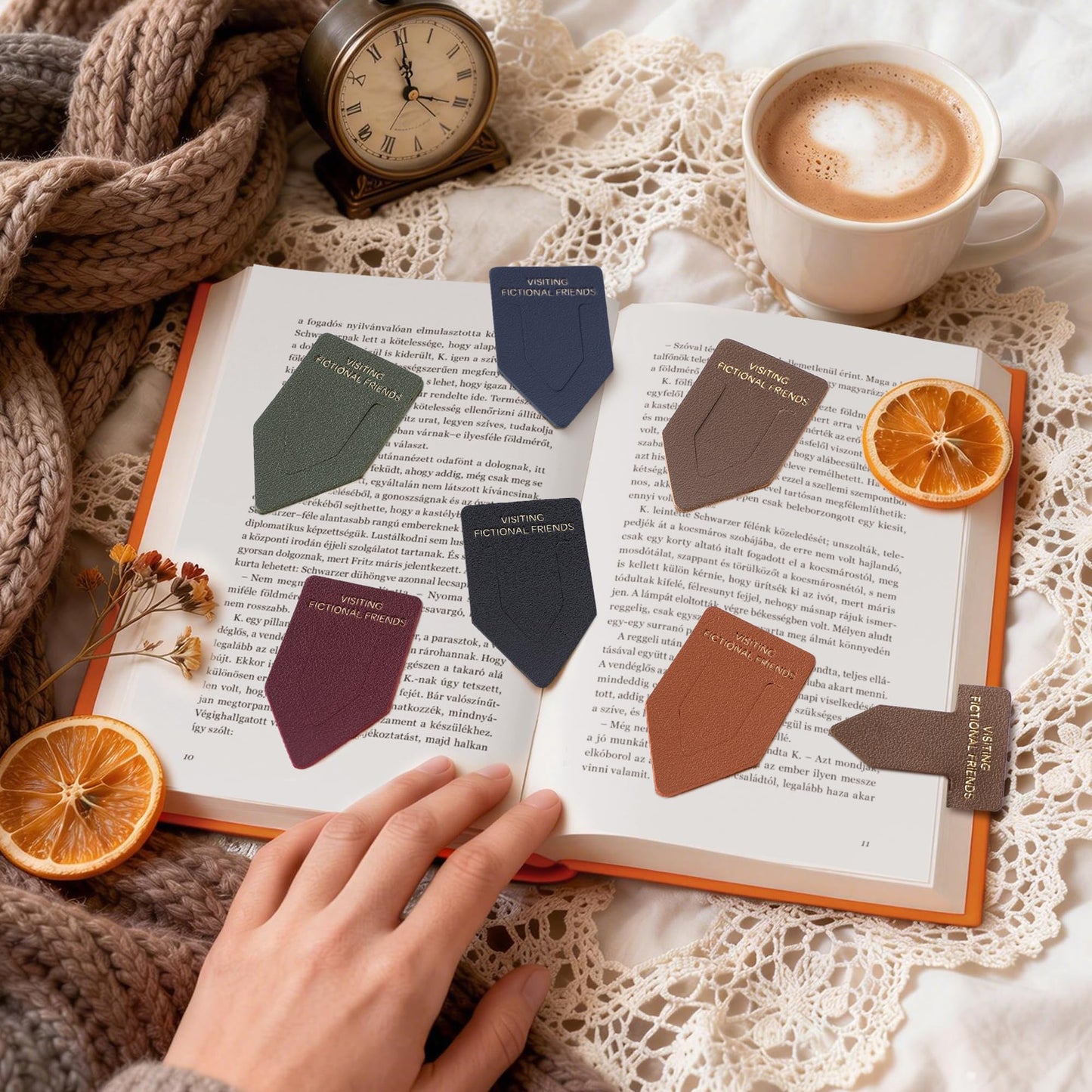 Leather Bookmark for Reading Women, BRIEFLY Left THE Universe Bookmarks, Index Book Marks for Book Lovers, 6 Pcs Light Color Set