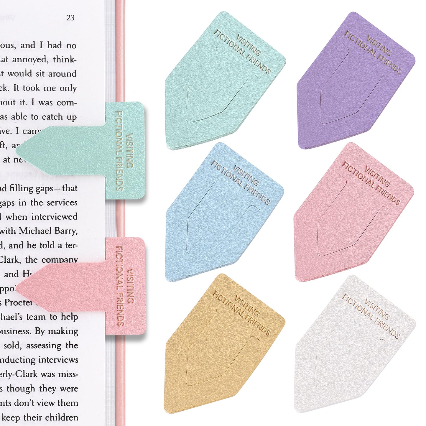 Leather Bookmark for Reading Women, BRIEFLY Left THE Universe Bookmarks, Index Book Marks for Book Lovers, 6 Pcs Light Color Set