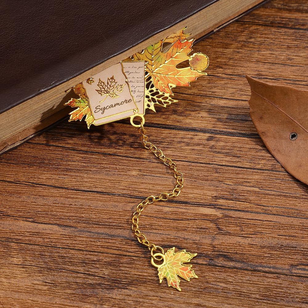 2pcs Bookmark Ginkgo Leaf Theme Elegant Natural Book Marks Set with Tassel, Cute Bookmarks for Writers, Kids, Teens, Men Readers, Reading Accessories Gifts for Book Lovers
