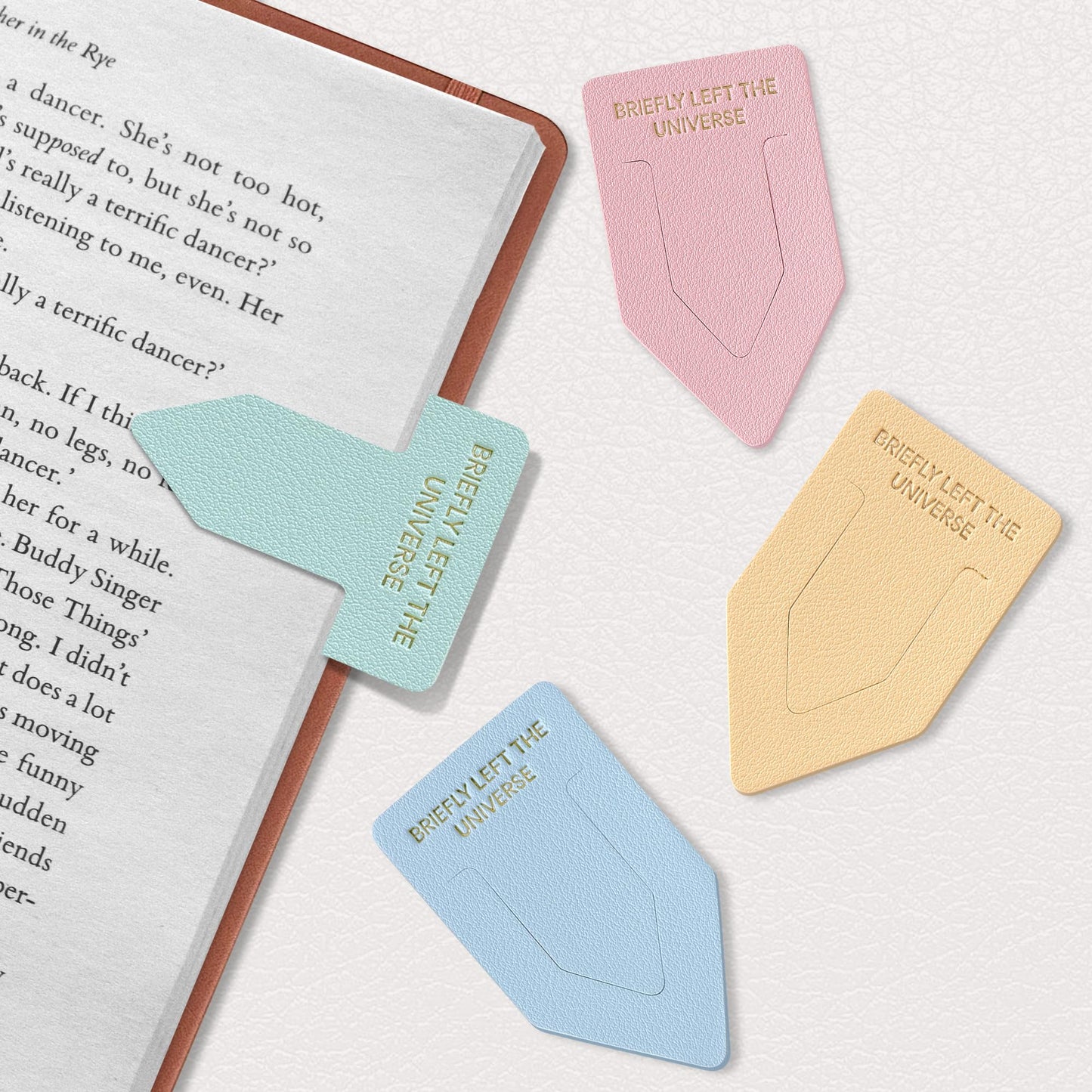 Leather Bookmark for Reading Women, BRIEFLY Left THE Universe Bookmarks, Index Book Marks for Book Lovers, 6 Pcs Light Color Set