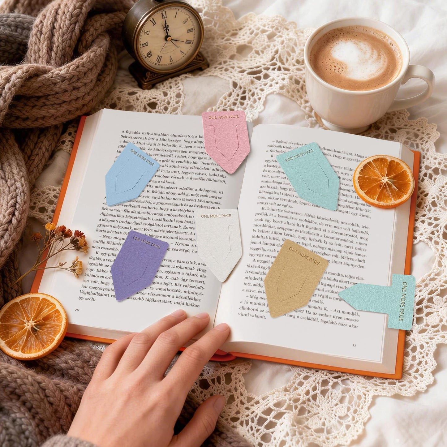 Leather Bookmark for Reading Women, BRIEFLY Left THE Universe Bookmarks, Index Book Marks for Book Lovers, 6 Pcs Light Color Set