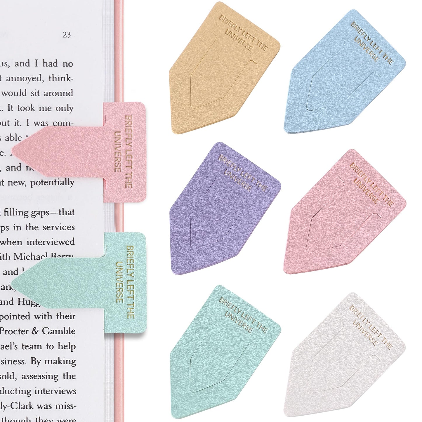 Leather Bookmark for Reading Women, BRIEFLY Left THE Universe Bookmarks, Index Book Marks for Book Lovers, 6 Pcs Light Color Set
