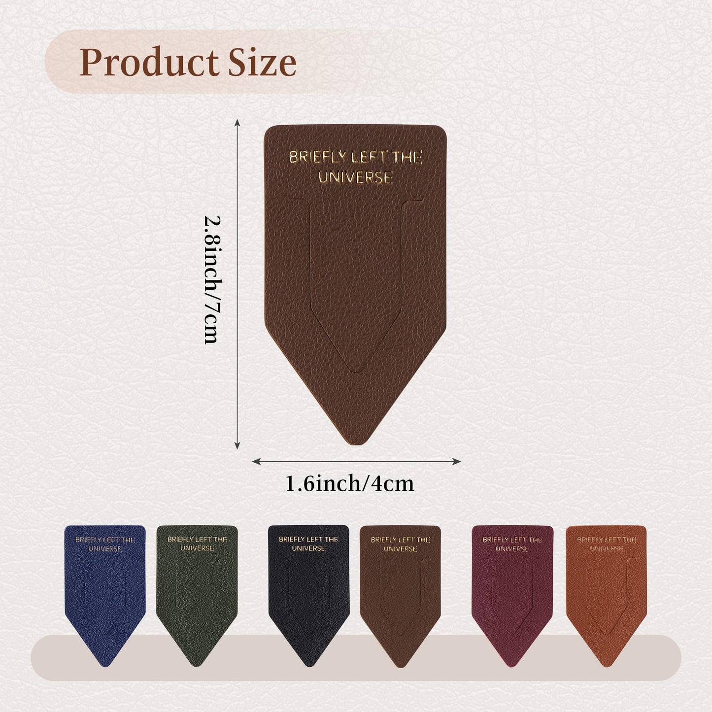 Leather Bookmark for Reading Women, BRIEFLY Left THE Universe Bookmarks, Index Book Marks for Book Lovers, 6 Pcs Light Color Set
