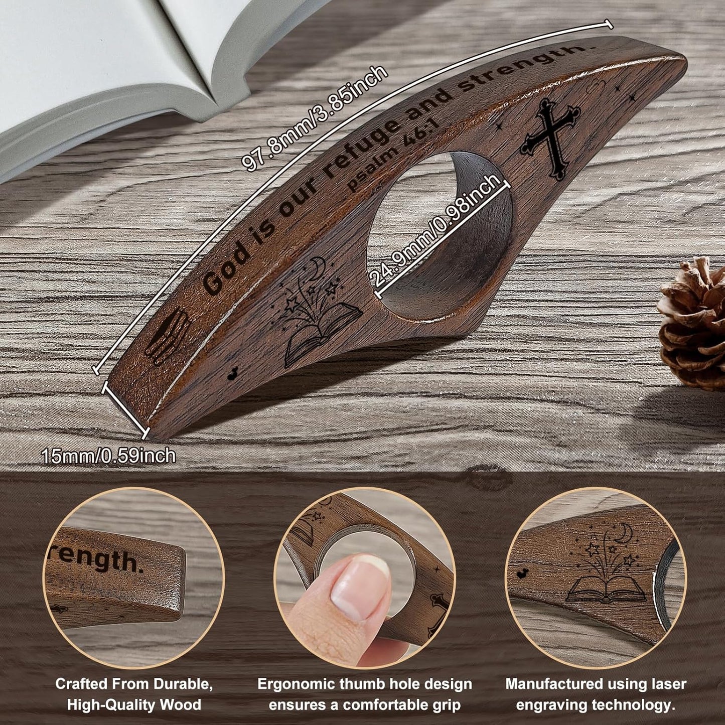 Personalized Wood Book Page Holder, Custom Book Page Holder,Handmade Thumb Bookmark, Custom Book Opener, Reading Accessories Gifts for Readers Book Lovers